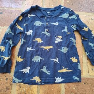 🔴5/$10 Carter's Blue Dinosaur Long Sleeve Henley Tee